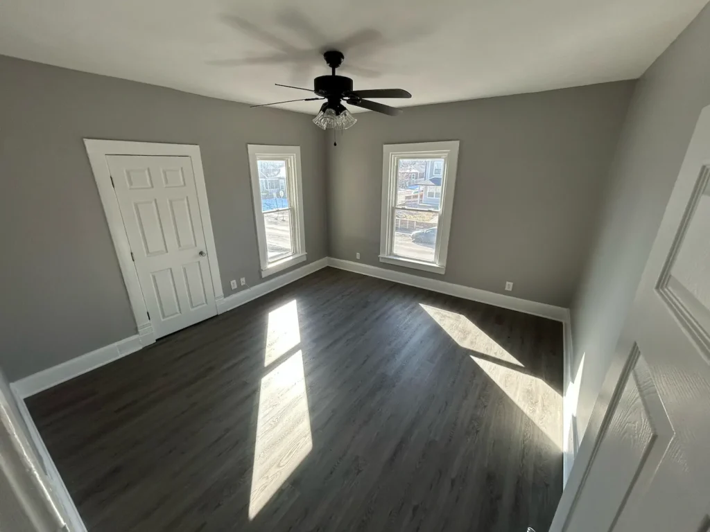 Living room upgrade with hardwood floors
