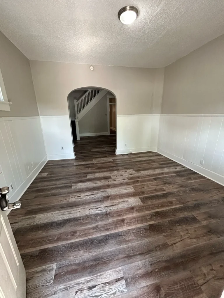 Family room upgrade with hardwood floors